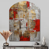 Cardinal Sin Retro Delight Abstract Red & Gold I - Asymmetric Metal Wall Art