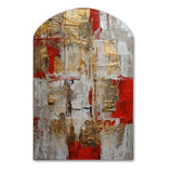 Cardinal Sin Retro Delight Abstract Red & Gold I - Asymmetric Metal Wall Art