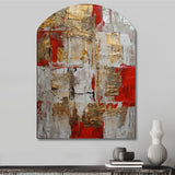 Cardinal Sin Retro Delight Abstract Red & Gold I - Asymmetric Metal Wall Art