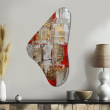 Cardinal Sin Retro Delight Abstract Red & Gold I - Asymmetric Metal Wall Art