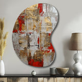 Cardinal Sin Retro Delight Abstract Red & Gold I - Asymmetric Metal Wall Art