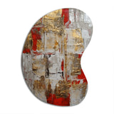 Cardinal Sin Retro Delight Abstract Red & Gold I - Asymmetric Metal Wall Art