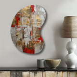 Cardinal Sin Retro Delight Abstract Red & Gold I - Asymmetric Metal Wall Art