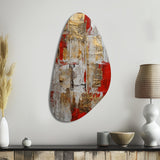 Cardinal Sin Retro Delight Abstract Red & Gold I - Asymmetric Metal Wall Art