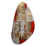 Cardinal Sin Retro Delight Abstract Red & Gold I - Asymmetric Metal Wall Art