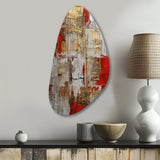 Cardinal Sin Retro Delight Abstract Red & Gold I - Asymmetric Metal Wall Art