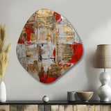 Cardinal Sin Retro Delight Abstract Red & Gold I - Asymmetric Metal Wall Art