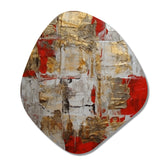 Cardinal Sin Retro Delight Abstract Red & Gold I - Asymmetric Metal Wall Art