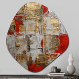 Cardinal Sin Retro Delight Abstract Red & Gold I - Asymmetric Metal Wall Art