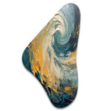 Golden Ocean Spiral Waves Painting - Asymmetric Metal Wall Art