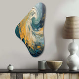 Golden Ocean Spiral Waves Painting - Asymmetric Metal Wall Art