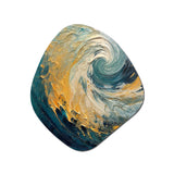 Golden Ocean Spiral Waves Painting - Asymmetric Metal Wall Art