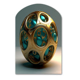 Confronting Infinity 3D Turquoise Gold Sphere II - Asymmetric Metal Wall Art