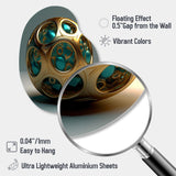 Confronting Infinity 3D Turquoise Gold Sphere II - Asymmetric Metal Wall Art