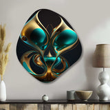 Rhythm Of Infinity 3D Turquoise Gold Sphere I - Asymmetric Metal Wall Art