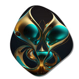 Rhythm Of Infinity 3D Turquoise Gold Sphere I - Asymmetric Metal Wall Art