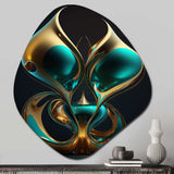 Rhythm Of Infinity 3D Turquoise Gold Sphere I - Asymmetric Metal Wall Art