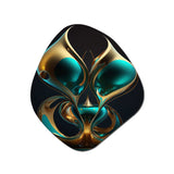 Rhythm Of Infinity 3D Turquoise Gold Sphere I - Asymmetric Metal Wall Art