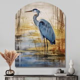 Blue Heron By The Watersite Watercolor - Asymmetric Metal Wall Art