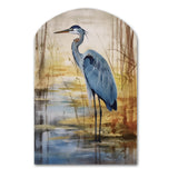 Blue Heron By The Watersite Watercolor - Asymmetric Metal Wall Art