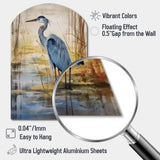 Blue Heron By The Watersite Watercolor - Asymmetric Metal Wall Art