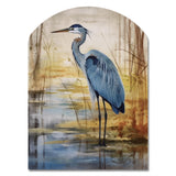 Blue Heron By The Watersite Watercolor - Asymmetric Metal Wall Art