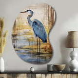 Blue Heron By The Watersite Watercolor - Asymmetric Metal Wall Art