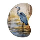 Blue Heron By The Watersite Watercolor - Asymmetric Metal Wall Art