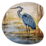 Blue Heron By The Watersite Watercolor - Asymmetric Metal Wall Art