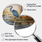 Blue Heron By The Watersite Watercolor - Asymmetric Metal Wall Art