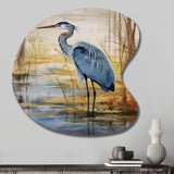 Blue Heron By The Watersite Watercolor - Asymmetric Metal Wall Art