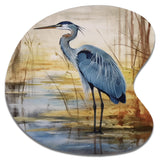 Blue Heron By The Watersite Watercolor - Asymmetric Metal Wall Art