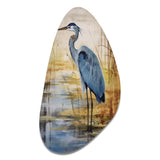 Blue Heron By The Watersite Watercolor - Asymmetric Metal Wall Art