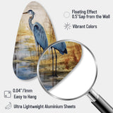 Blue Heron By The Watersite Watercolor - Asymmetric Metal Wall Art