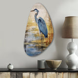 Blue Heron By The Watersite Watercolor - Asymmetric Metal Wall Art