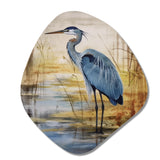 Blue Heron By The Watersite Watercolor - Asymmetric Metal Wall Art