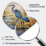 Blue Heron By The Watersite Watercolor - Asymmetric Metal Wall Art