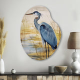 Blue Heron By The Watersite Watercolor - Asymmetric Metal Wall Art