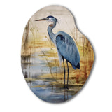 Blue Heron By The Watersite Watercolor - Asymmetric Metal Wall Art