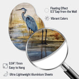 Blue Heron By The Watersite Watercolor - Asymmetric Metal Wall Art