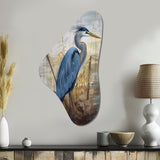 Blue Heron By The Watersite Watercolor I - Asymmetric Metal Wall Art