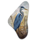 Blue Heron By The Watersite Watercolor I - Asymmetric Metal Wall Art