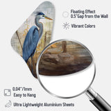 Blue Heron By The Watersite Watercolor I - Asymmetric Metal Wall Art