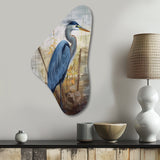 Blue Heron By The Watersite Watercolor I - Asymmetric Metal Wall Art