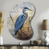 Blue Heron By The Watersite Watercolor I - Asymmetric Metal Wall Art