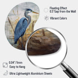 Blue Heron By The Watersite Watercolor I - Asymmetric Metal Wall Art