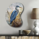 Blue Heron By The Watersite Watercolor I - Asymmetric Metal Wall Art