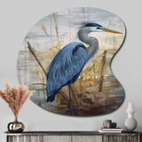 Blue Heron By The Watersite Watercolor I - Asymmetric Metal Wall Art