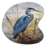 Blue Heron By The Watersite Watercolor I - Asymmetric Metal Wall Art