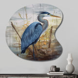 Blue Heron By The Watersite Watercolor I - Asymmetric Metal Wall Art